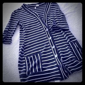 Lilly Lou Black & White Stripe Cardigan Size Large